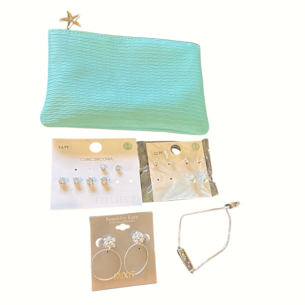 Bundle Of Earrings/bracelet And Ipsy Cosmetic Bag